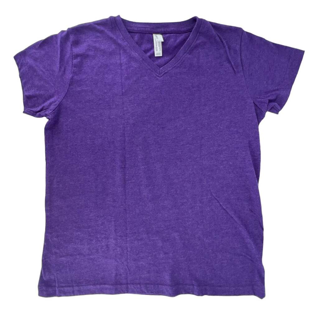 LAT Apparel Purple V-Neck Short Sleeve Tee Shirt Top Ladies Large L36